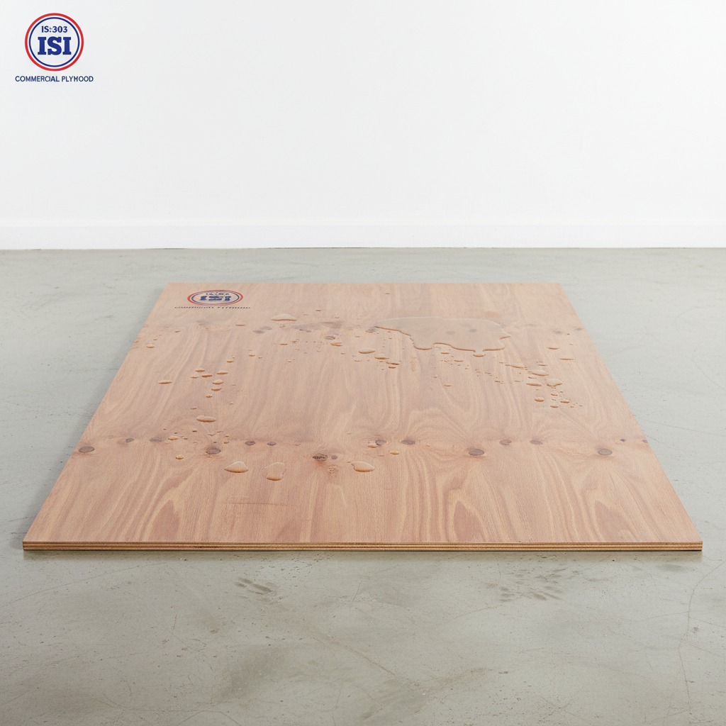 Plywood Sheet 8x4 (18mm) — ISI-marked 18mm commercial plywood sheet (8×4 ft) with boili