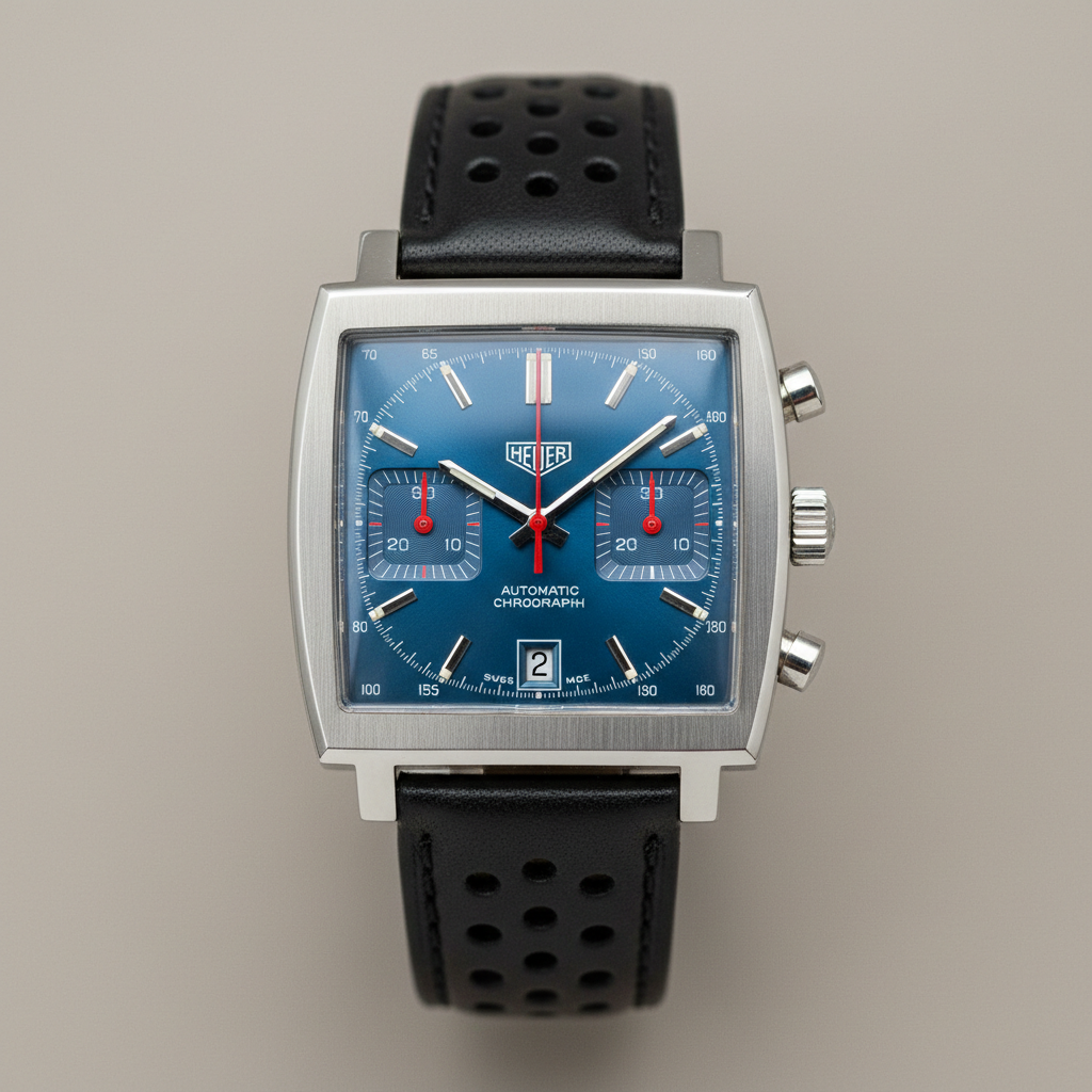 1970 Heuer Monaco reference 1133B square chronograph Steve McQueen era watch sold