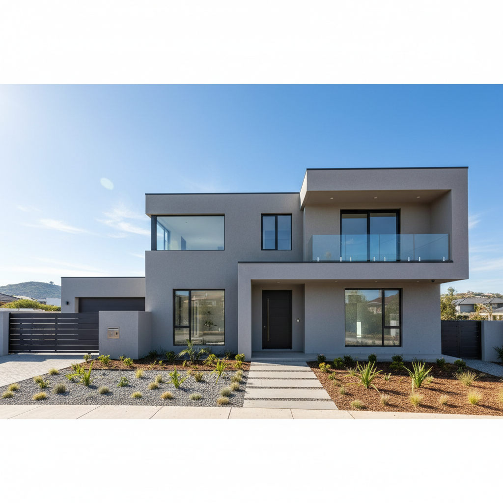 New build four-bedroom detached house in Southern River Perth with double garage and modern render exterior