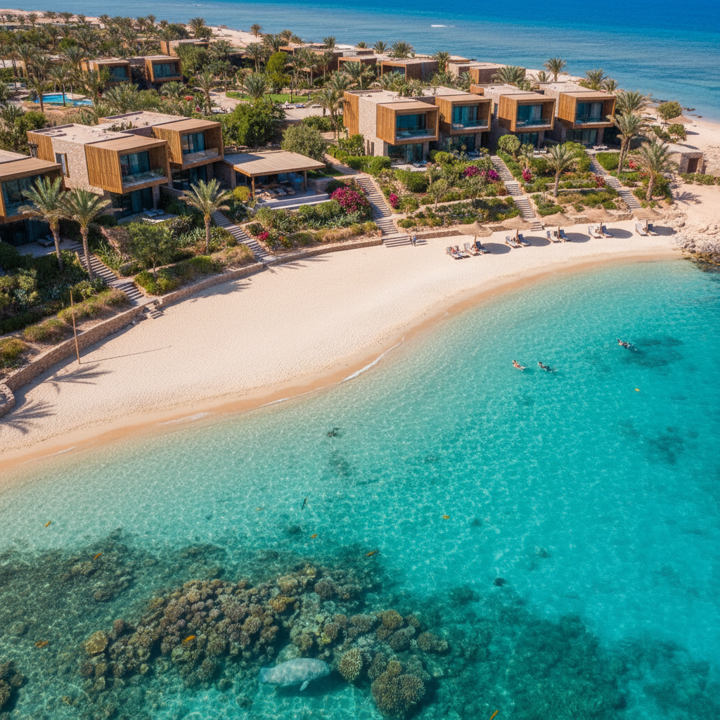 El Gouna lagoon with luxury villas and clear water