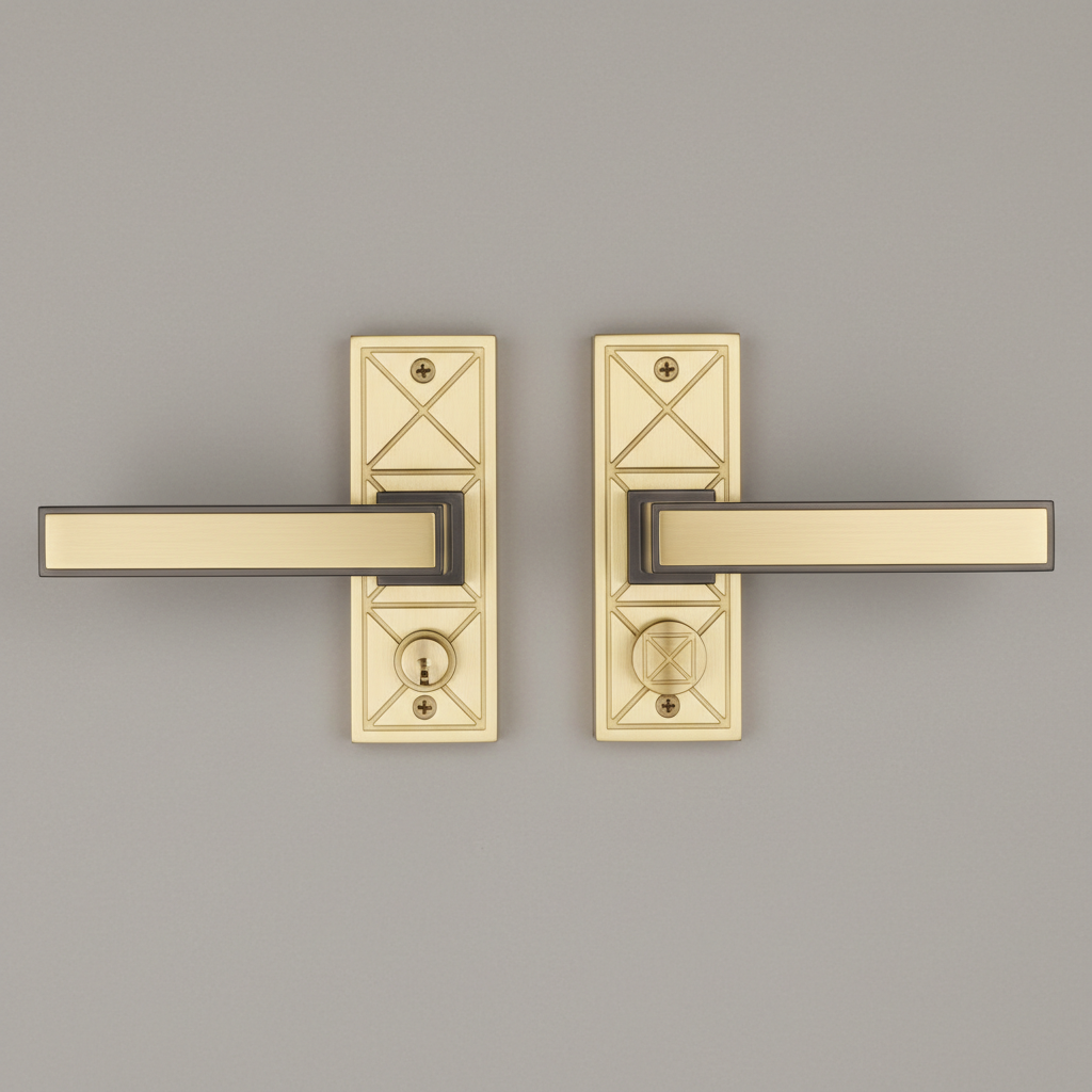 DND door handle set with modern geometric design