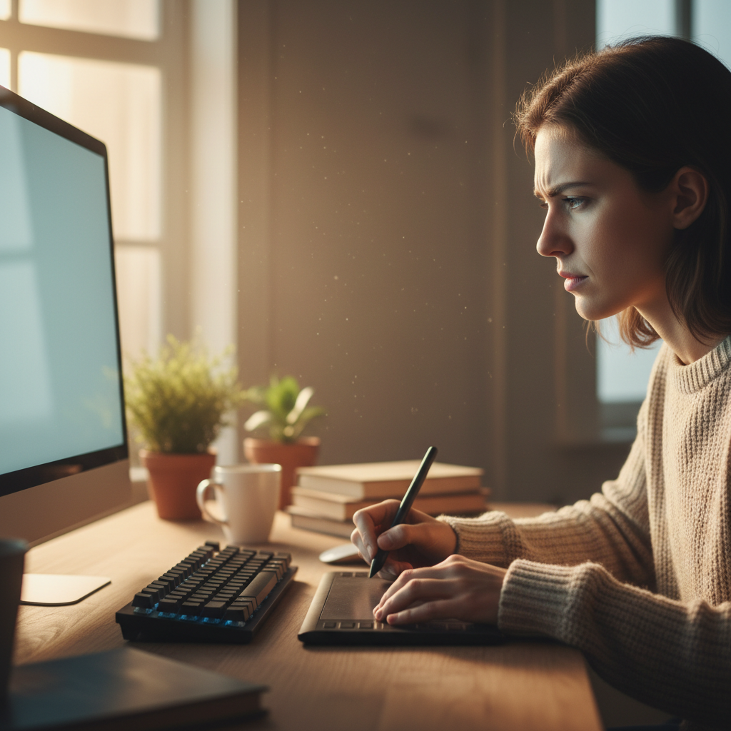 Quiet focus at workstation