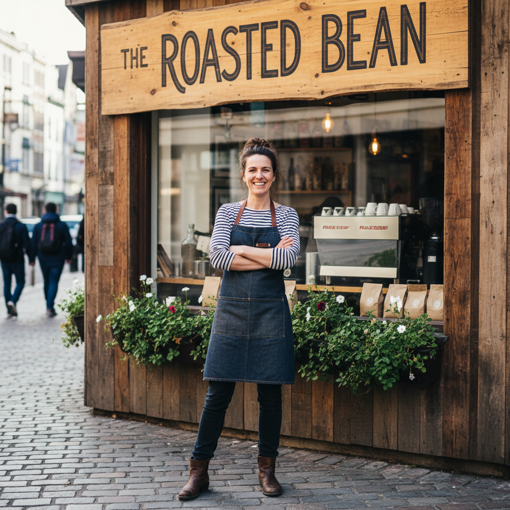 Claudette Moreau, small business owner, friendly smile, bright background