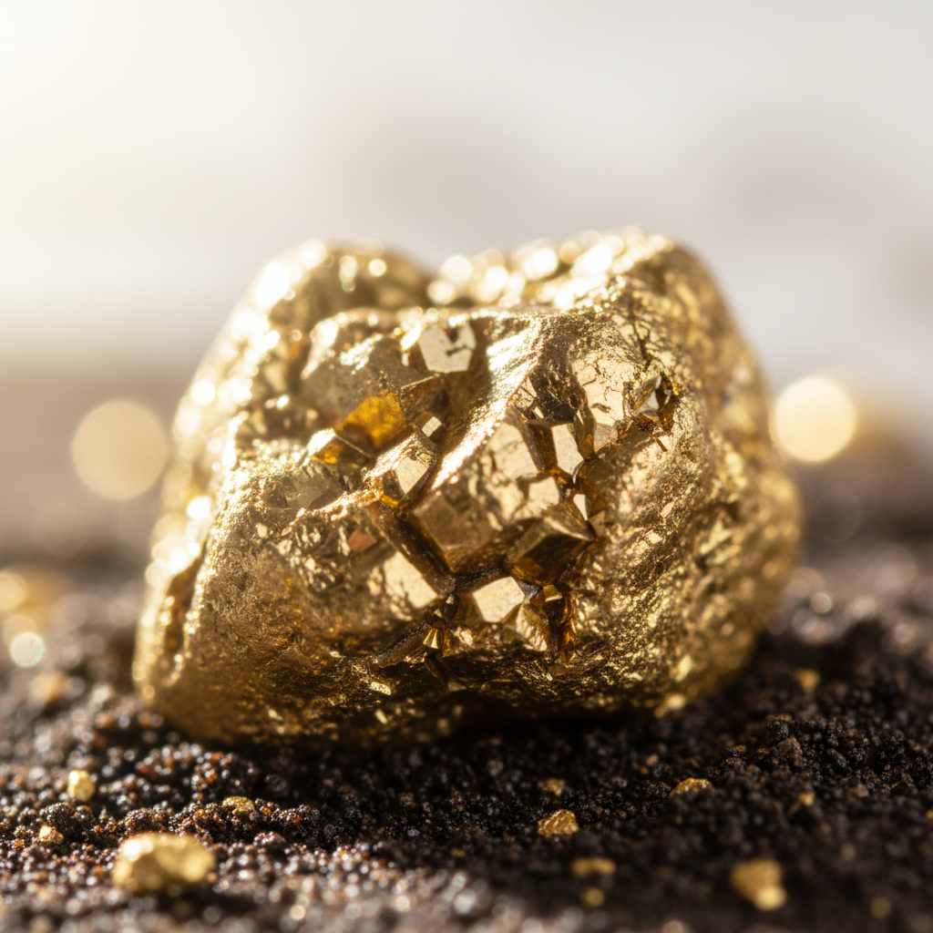 Precious gold metal ore close-up showing real asset foundation for CNX Capital