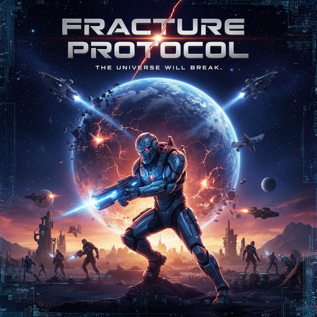 Fracture Protocol action sci-fi movie poster with space imagery