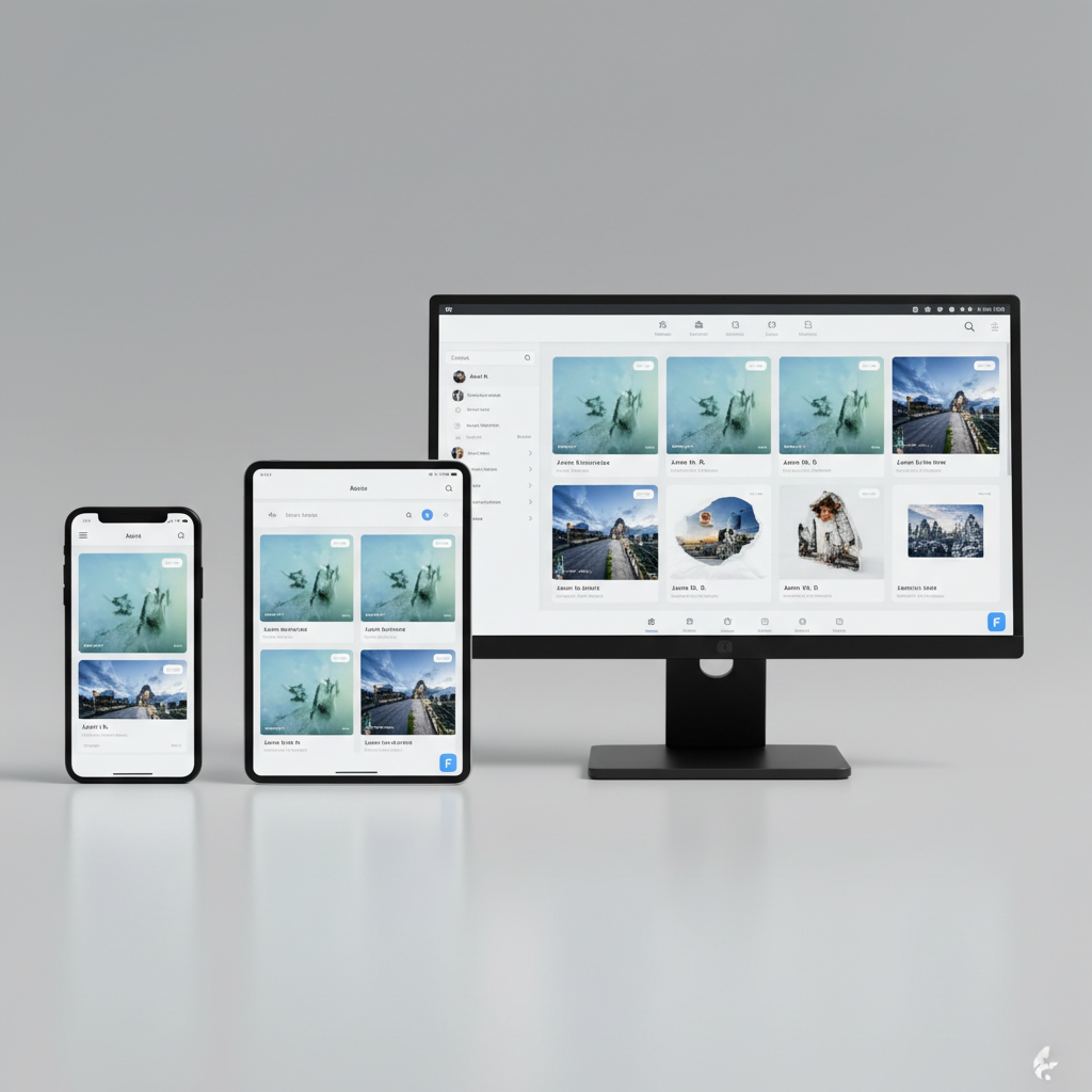 Mobile phone and laptop displaying the same app with adaptive layouts side by side