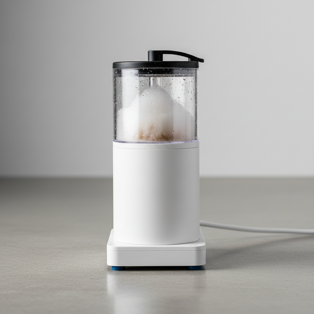 White compact protein skimmer with collection cup