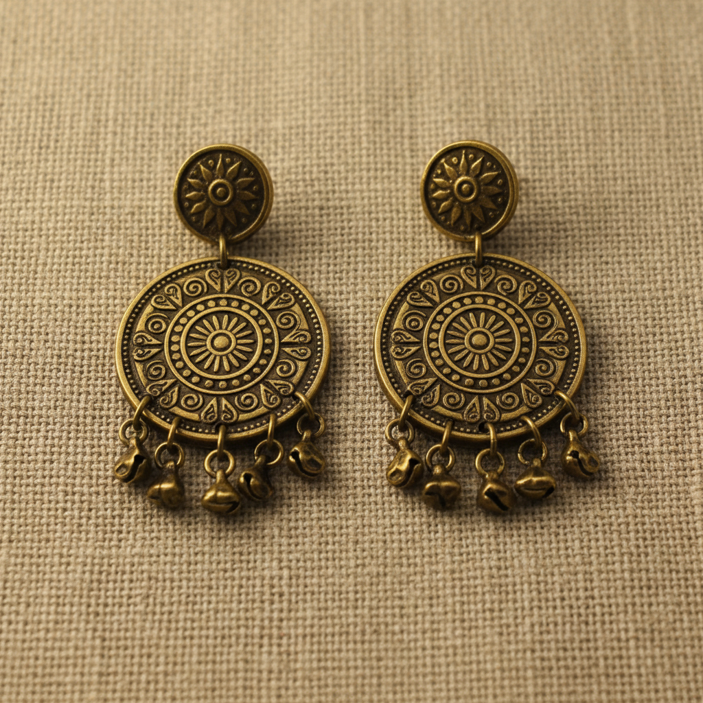 Brass oxidised earrings