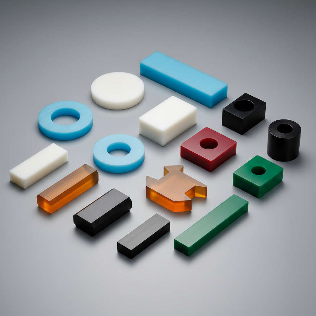 Colourful plastic material samples in an industrial setting with neutral background
