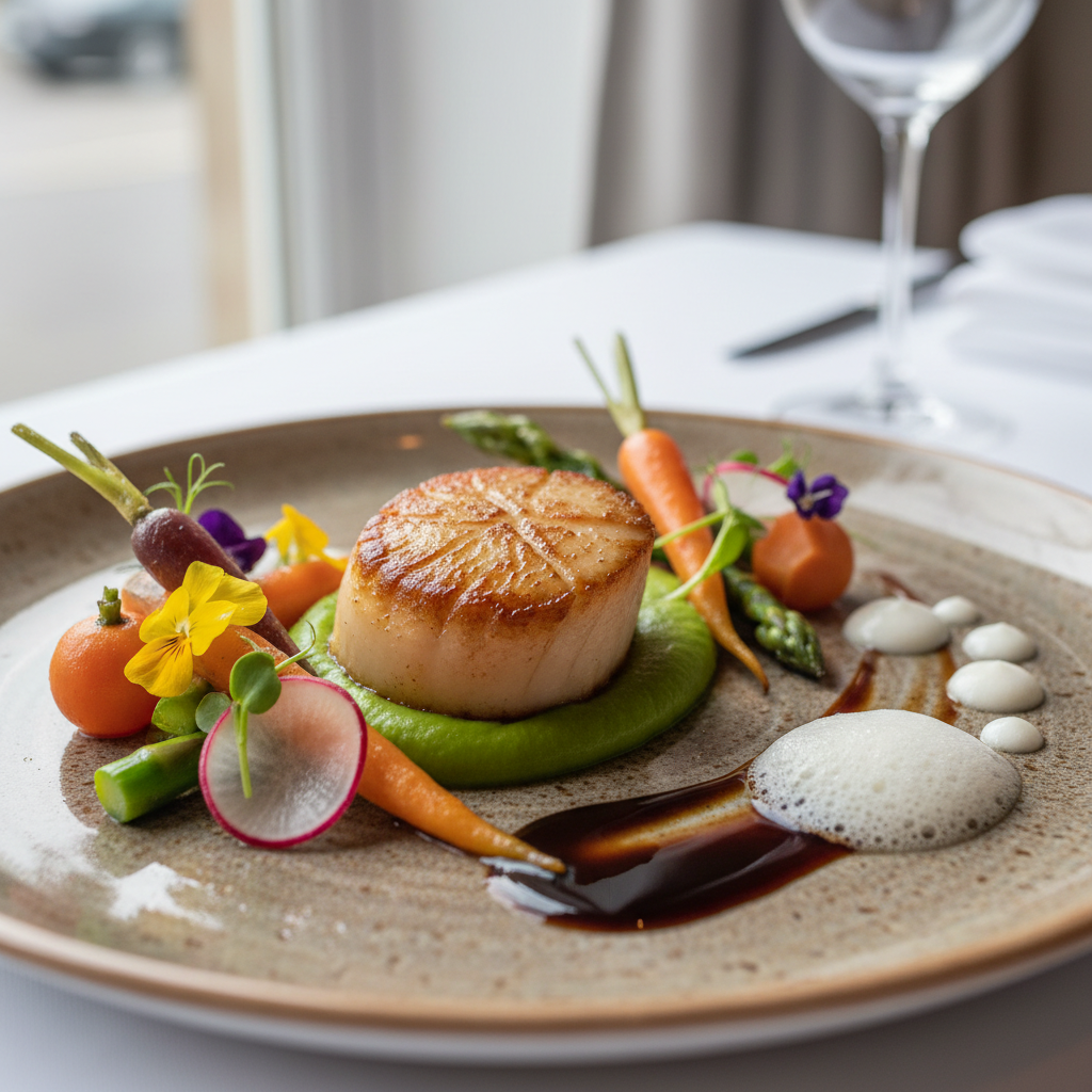 Beautifully plated dish at the Griffin — seasonal ingredients, fine dining presentation