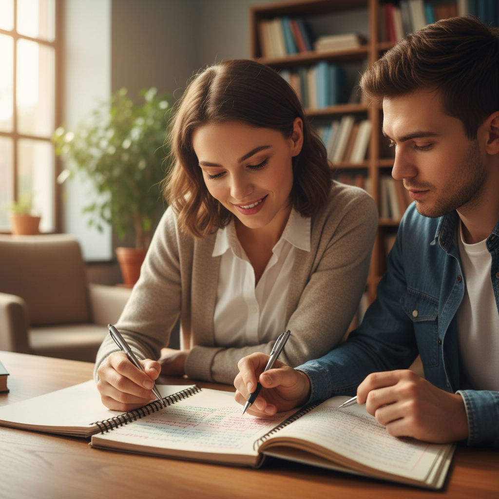 Teacher and student reviewing a personalized learning plan together