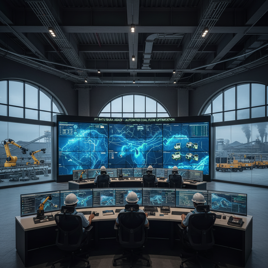 Modern engineering operations center with large data displays and precision monitoring systems