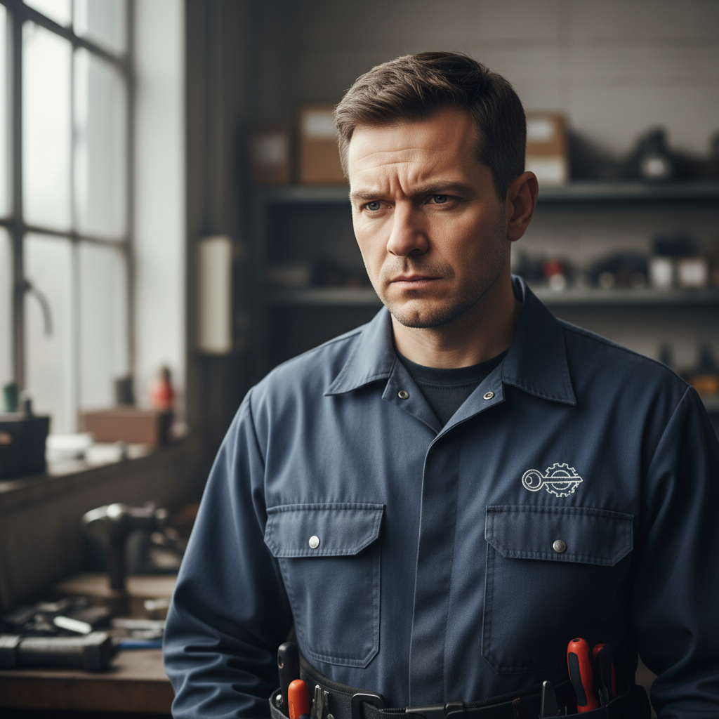 Darnell Washington, locksmith technician, professional headshot, serious demeanor