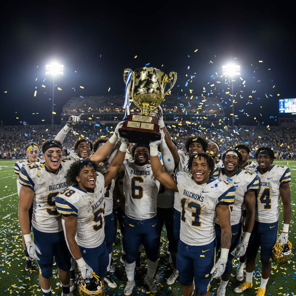 School football team celebrating a championship victory