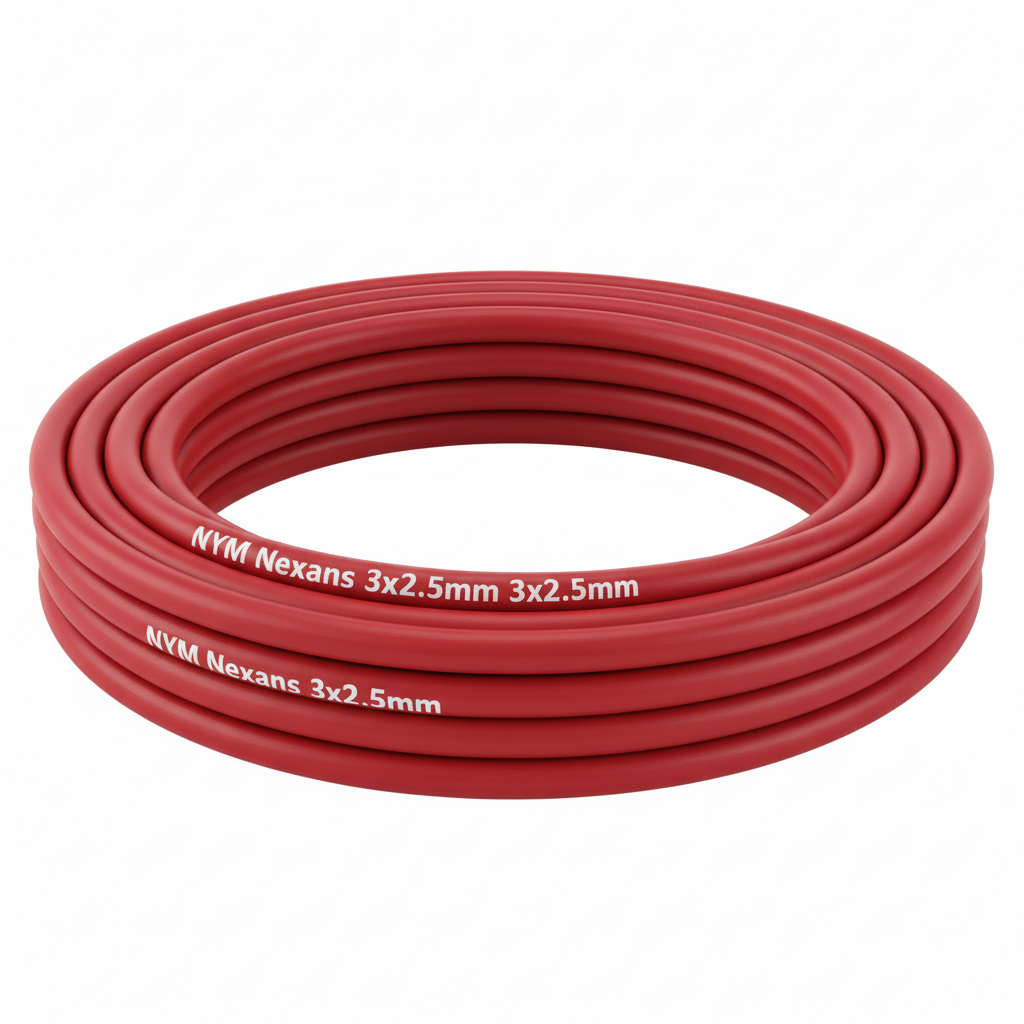 White NYM electrical cable coil