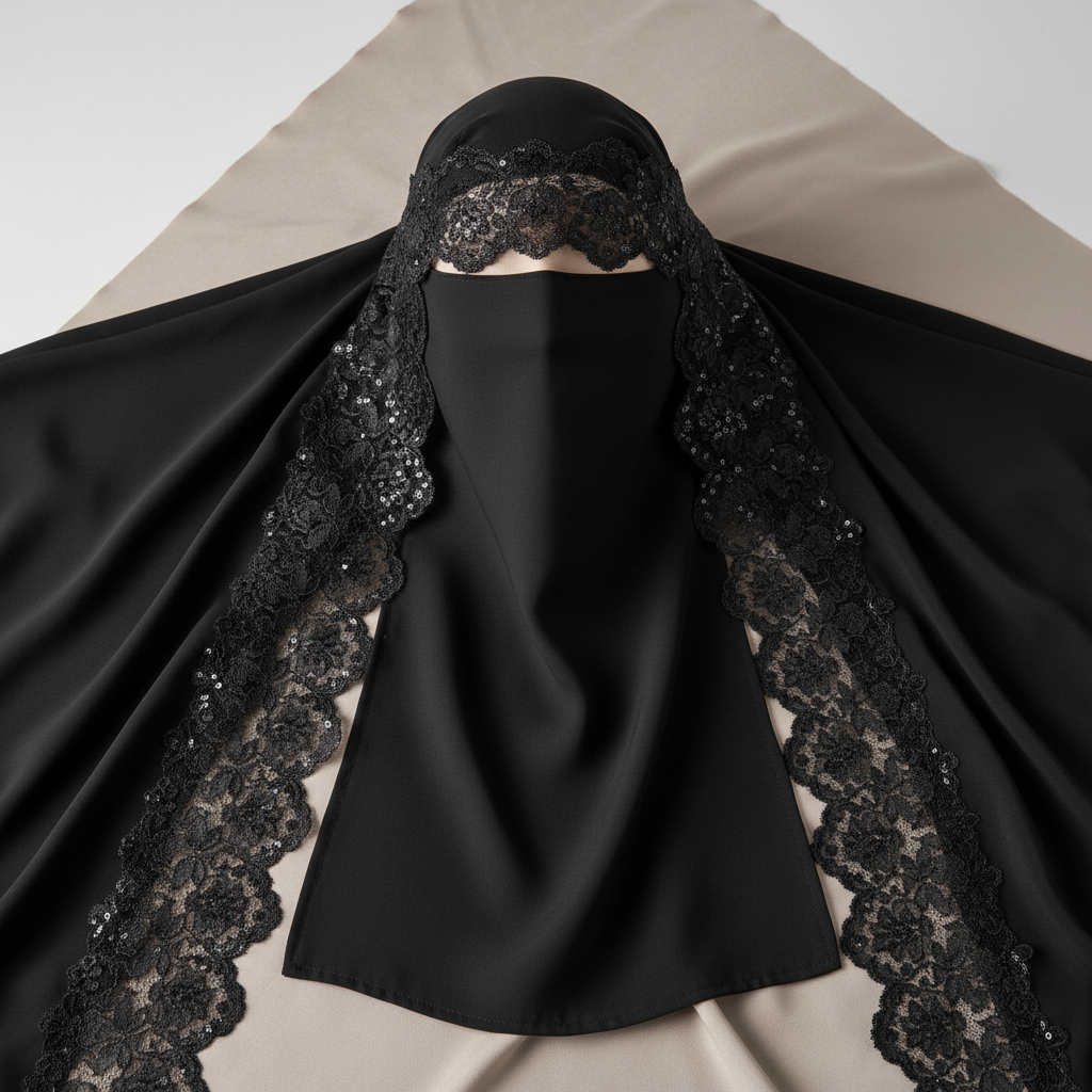 Elegant hijab with delicate floral embroidered border for special occasions