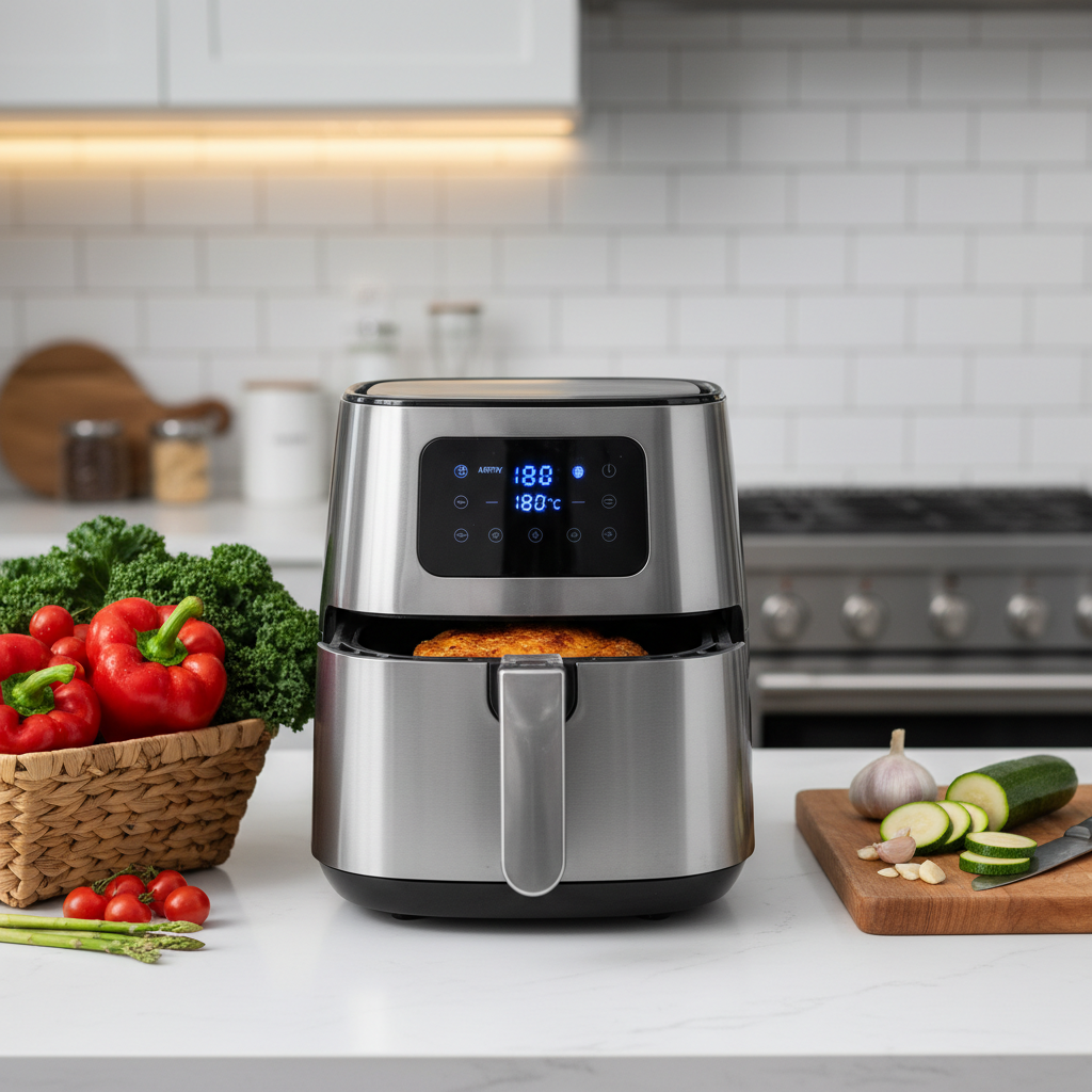 Modern air fryer appliance on kitchen counter