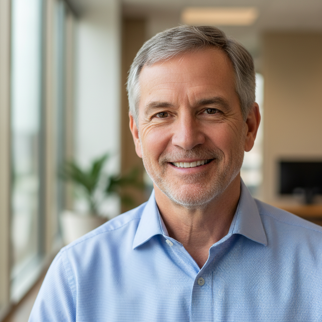 Mike Clarke, principal land surveyor at Traverse Land Services, professional headshot, friendly expression