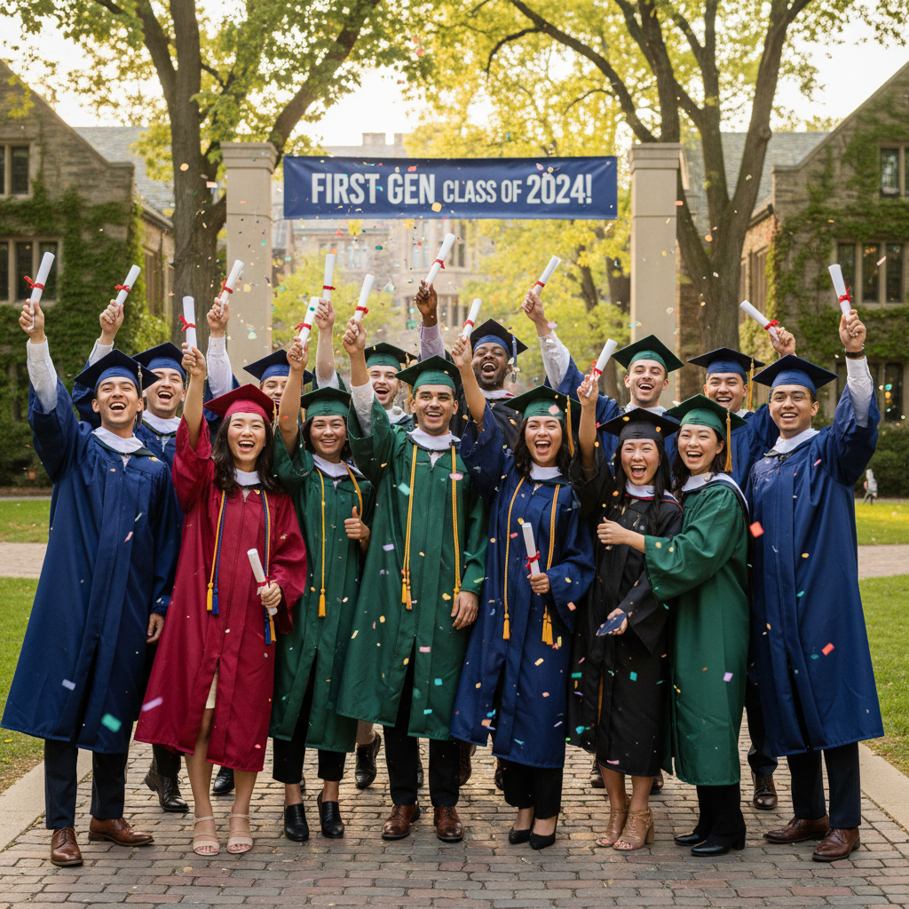 Diverse group of Indian students celebrating graduation and career success on campus