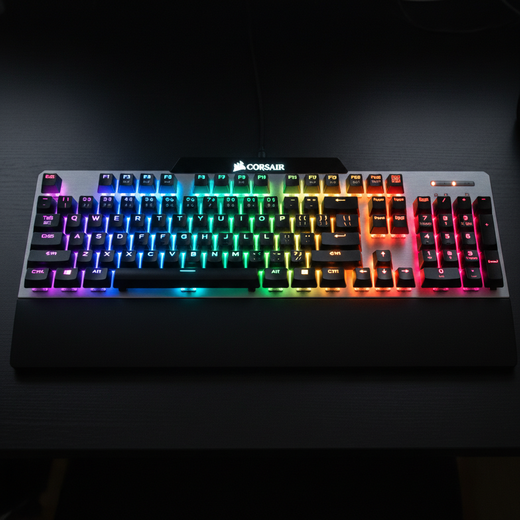 Corsair K95 RGB mechanical gaming keyboard with colorful backlight