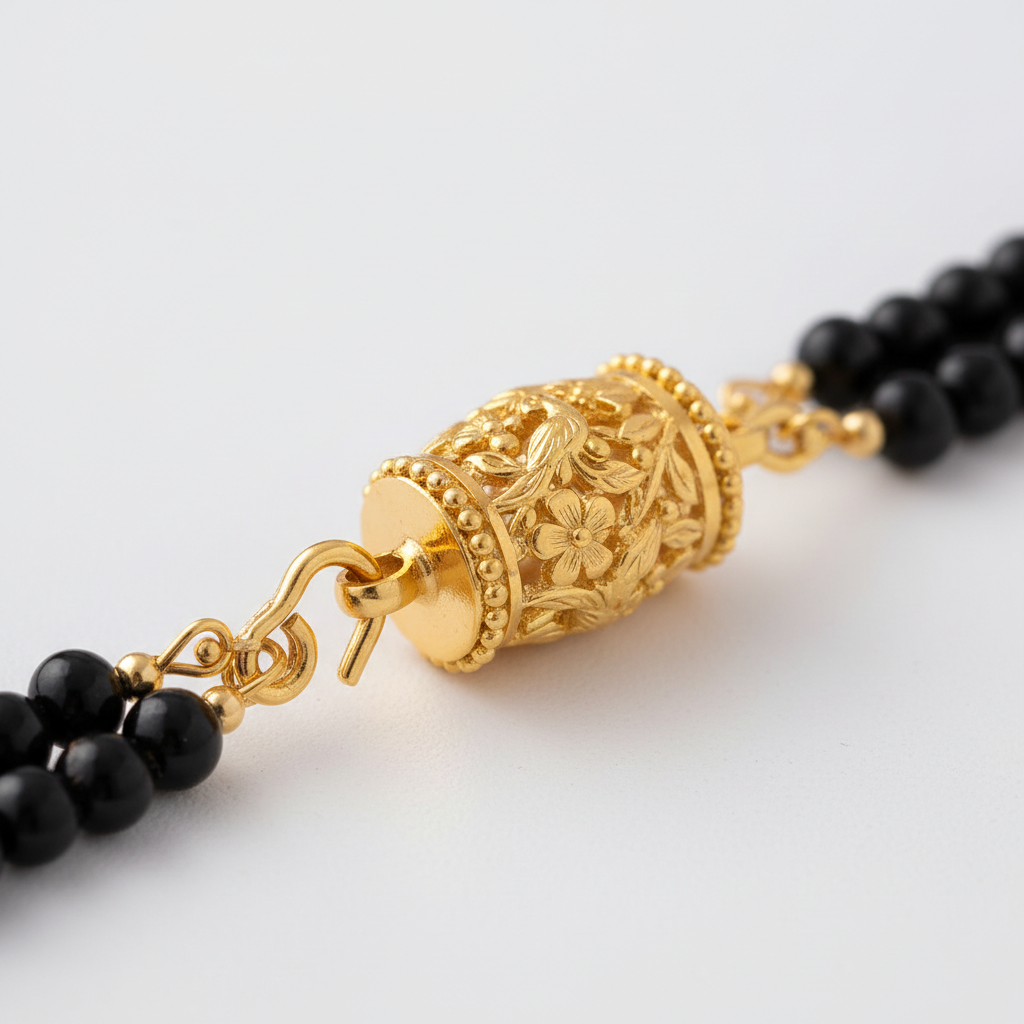 Close-up detail of kundan choker clasp and pendant craftsmanship