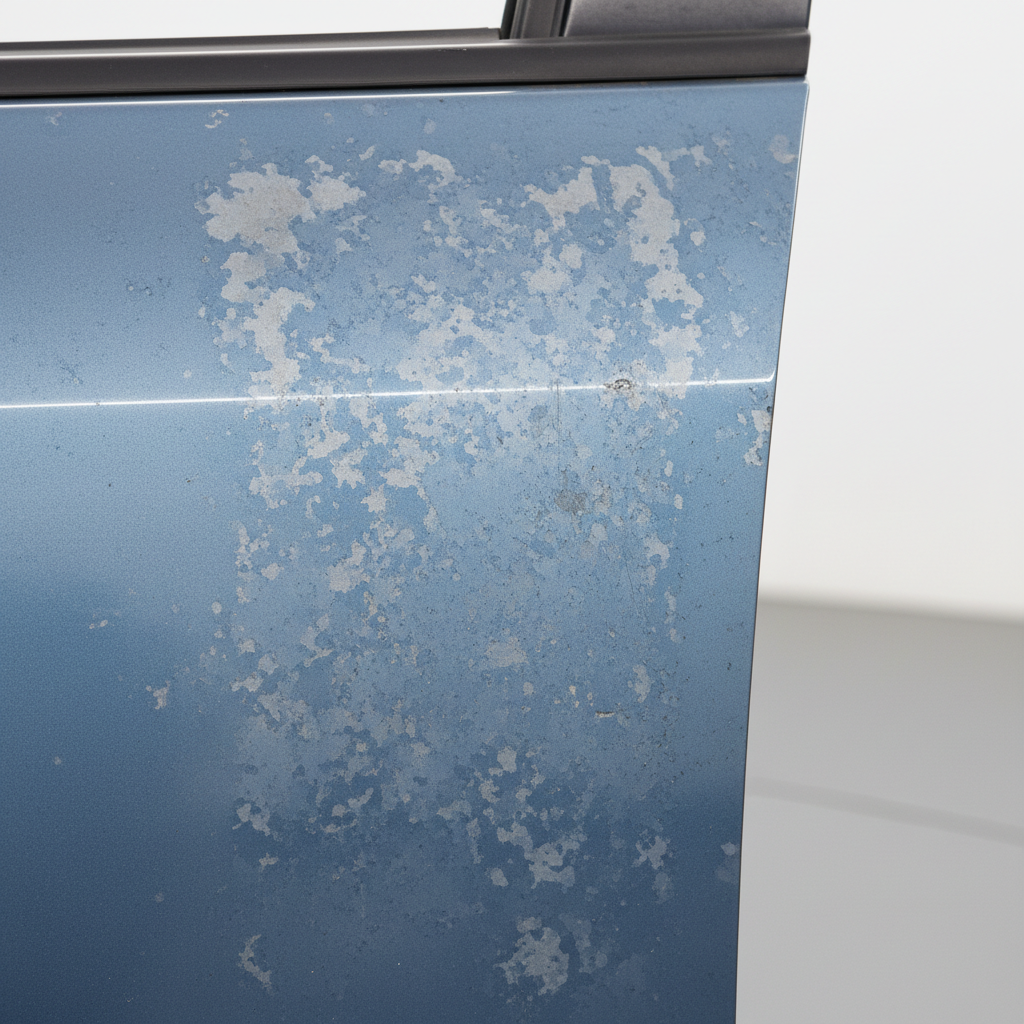 Oxidized dull car paint with swirl marks and light scratches before paint correction