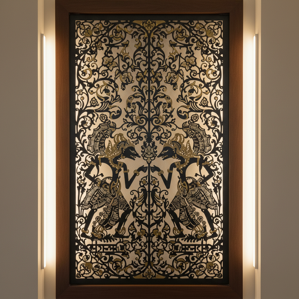 Panel dekoratif laser cutting motif wayang