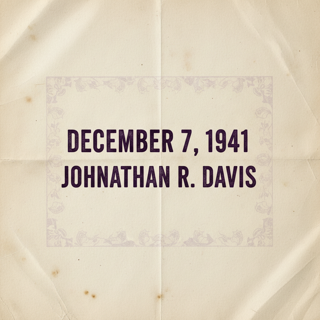 Memorial broadside with single date and name pressed in deep violet ink on aged cotton paper