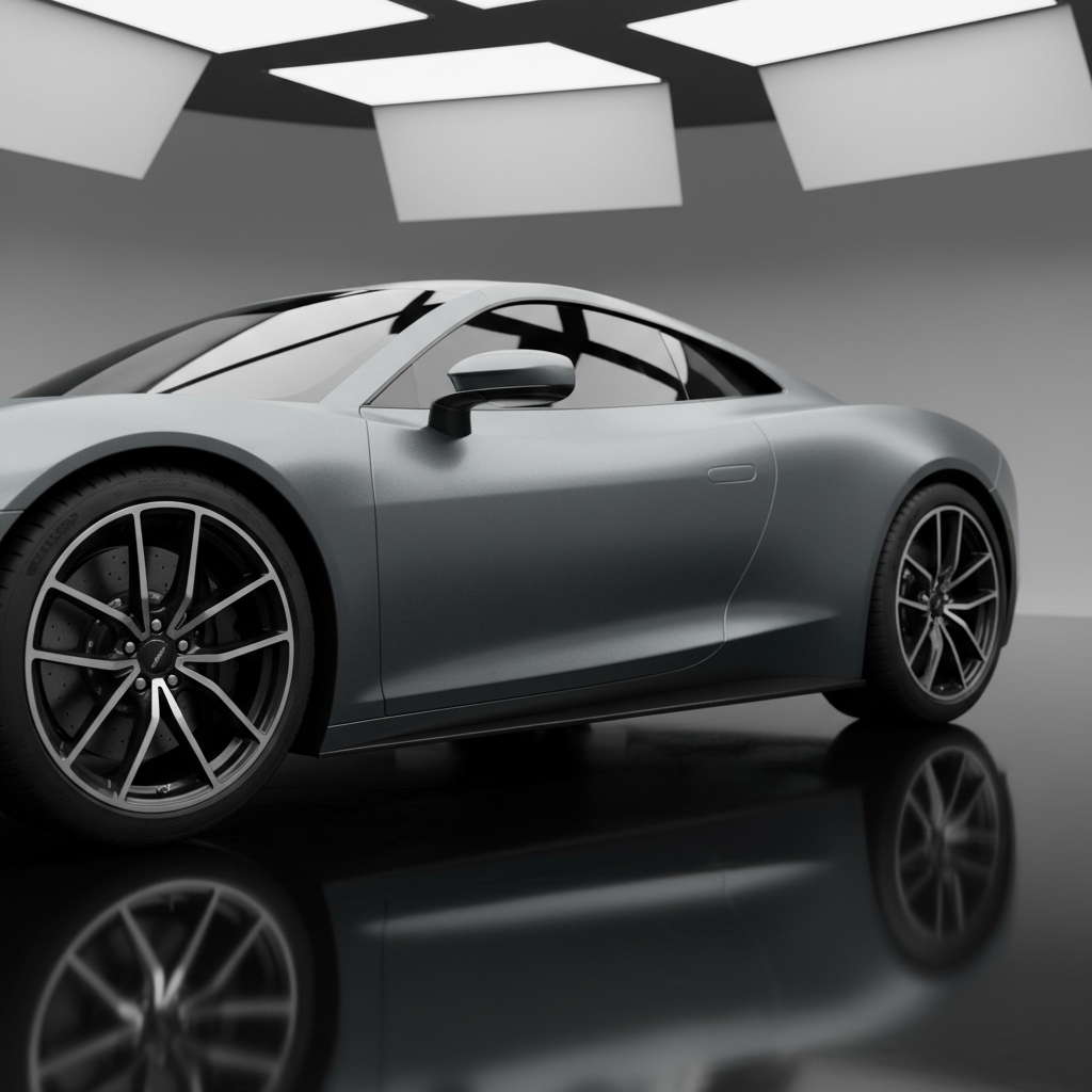 Luxury vehicle interior with premium ceramic tinted windows, warm ambient light, refined cabin