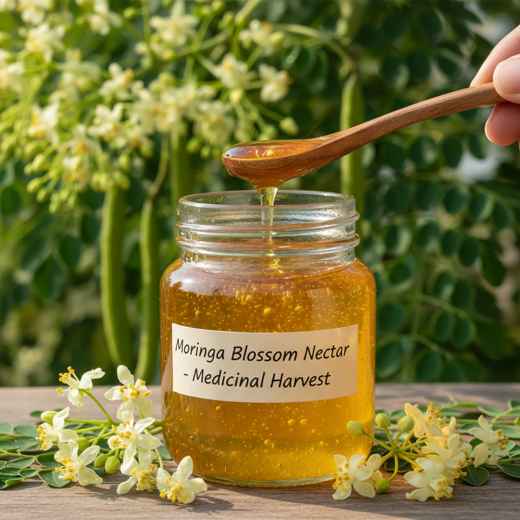Drumstick Honey — pure honey jar with golden colour in natural setting