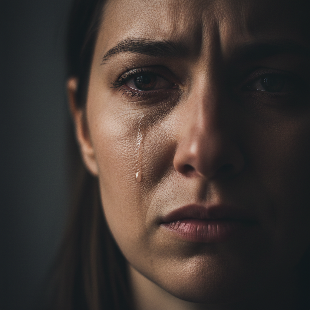 Dramatic portrait photography, intense expression, moody lighting