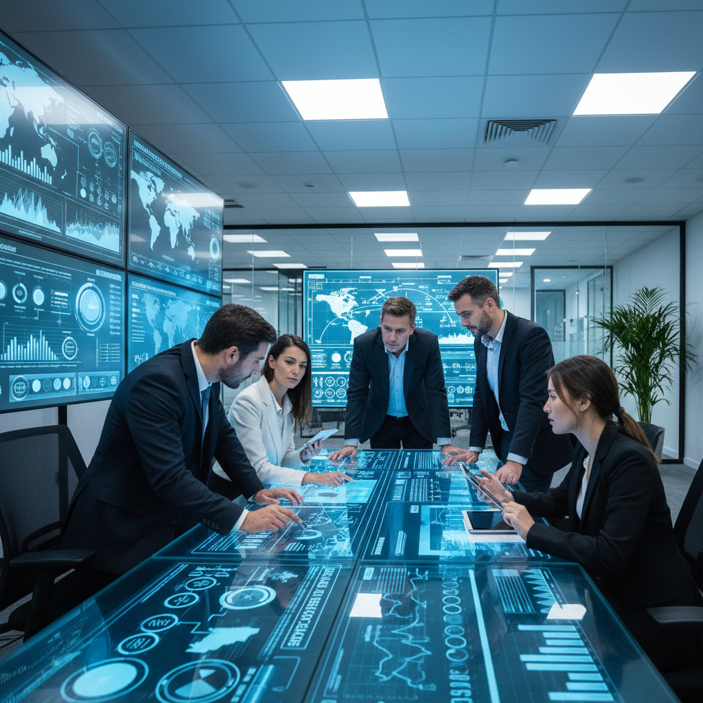 Business professional analyzing fleet management data on laptop with vehicle tracking dashboard