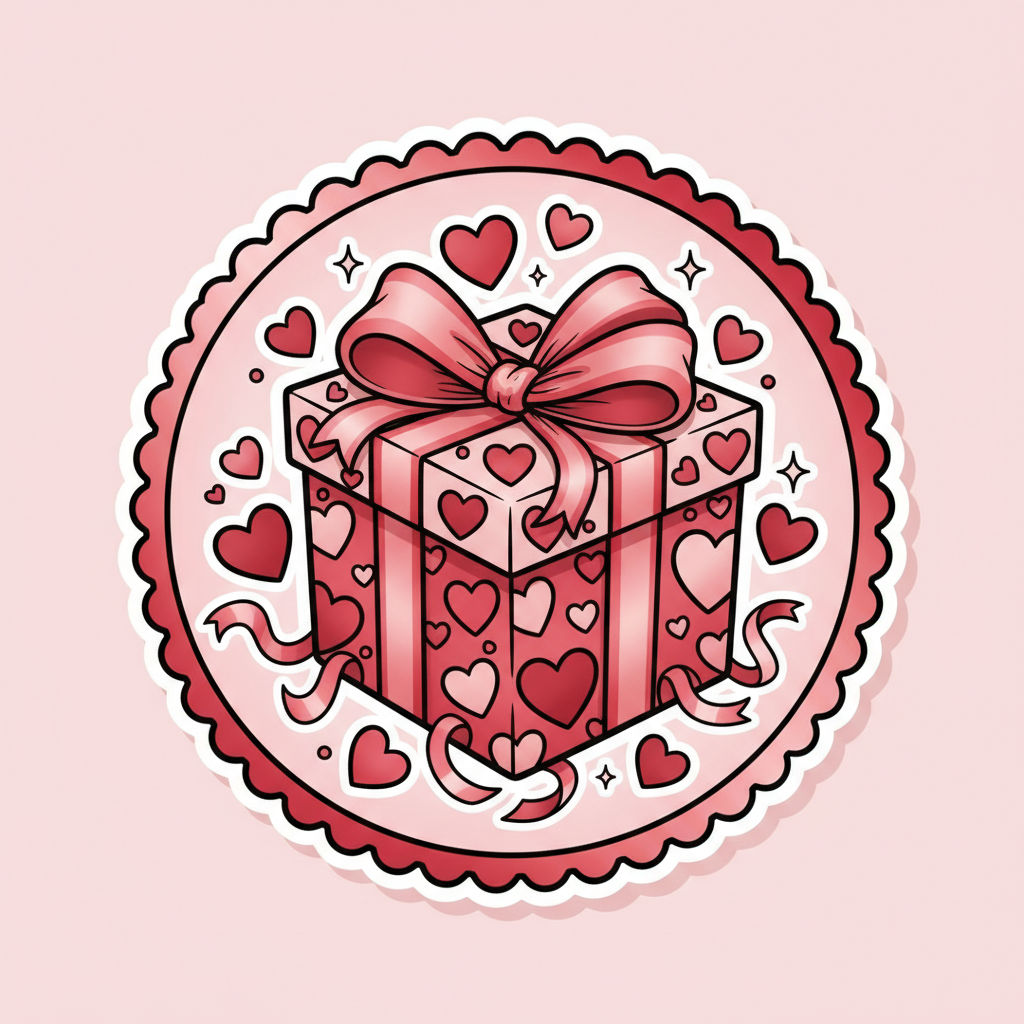 Valentine Instagram story sample with hearts and gift box