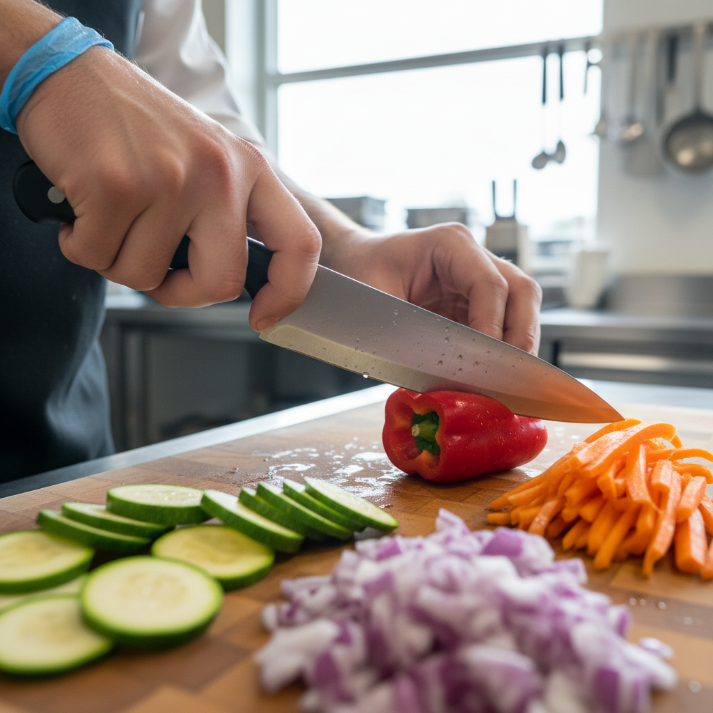 Chef Yuki Tanaka carefully preparing sashimi with precise knife technique