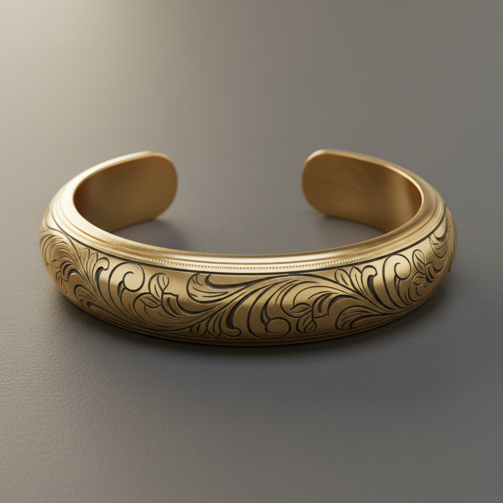 أساور ذهبية أنيقة بأحجام مختلفة معروضة على خلفية فاخرة