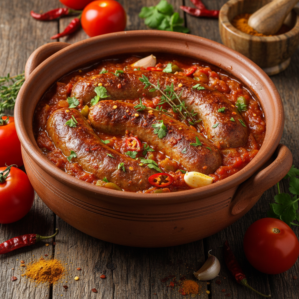 Lamb rougaille — Creole tomato braised lamb with dholl puri