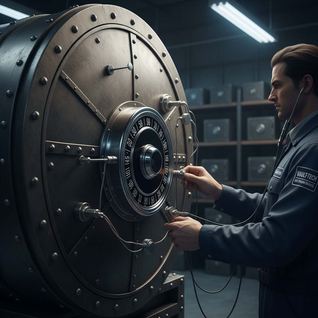 Heavy steel safe with combination dial, professional safe cracking service