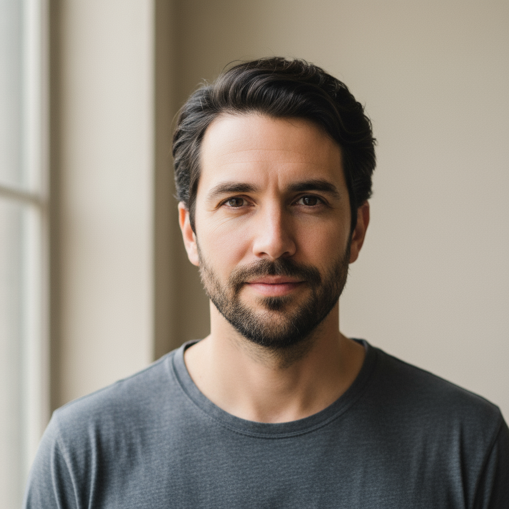 Man with dark hair in casual portrait