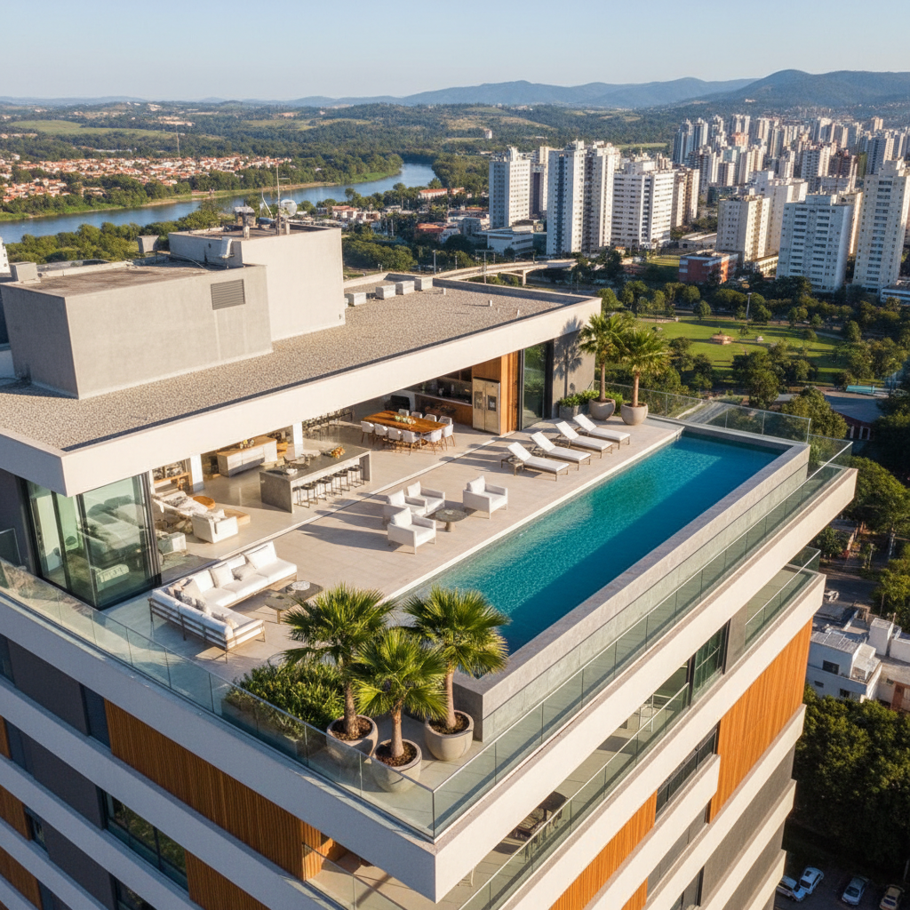 Fotografia aérea de apartamento de alto padrão em São Leopoldo com vista panorâmica