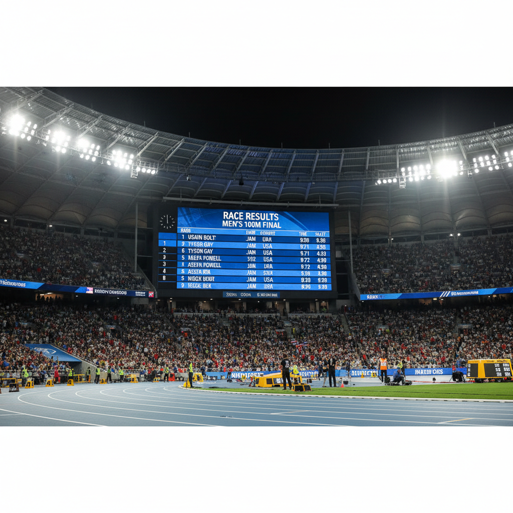 Scoreboard showing race results and split times