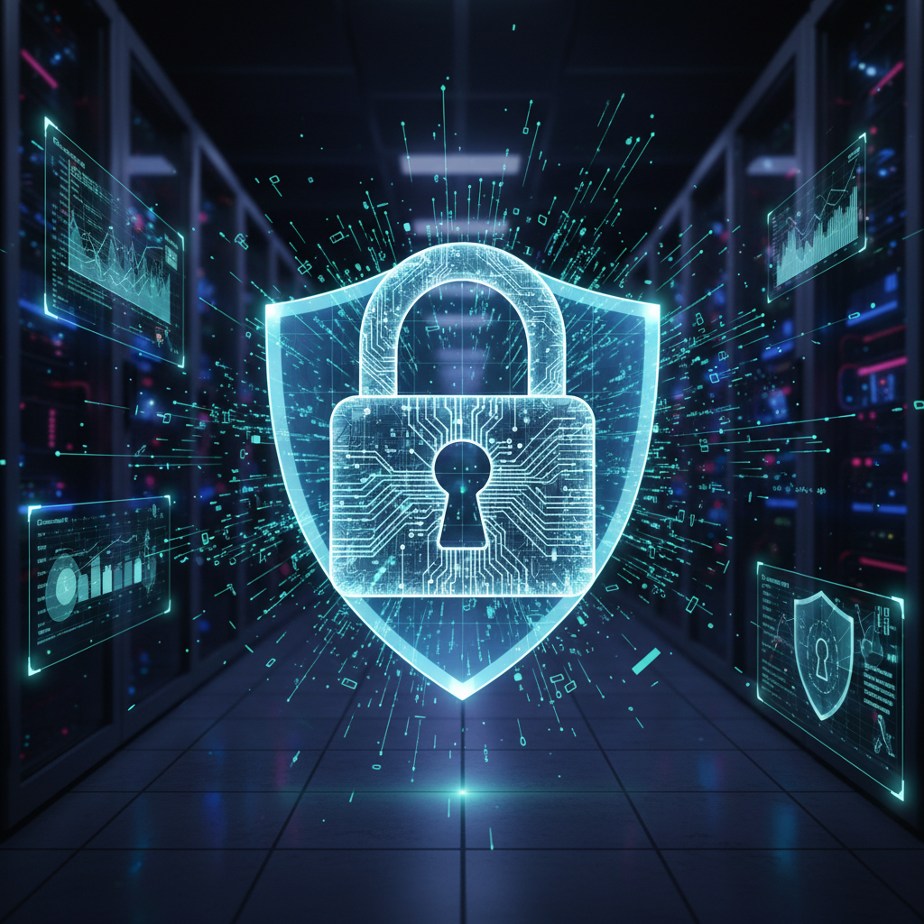 Digital security lock and data protection technology visualization