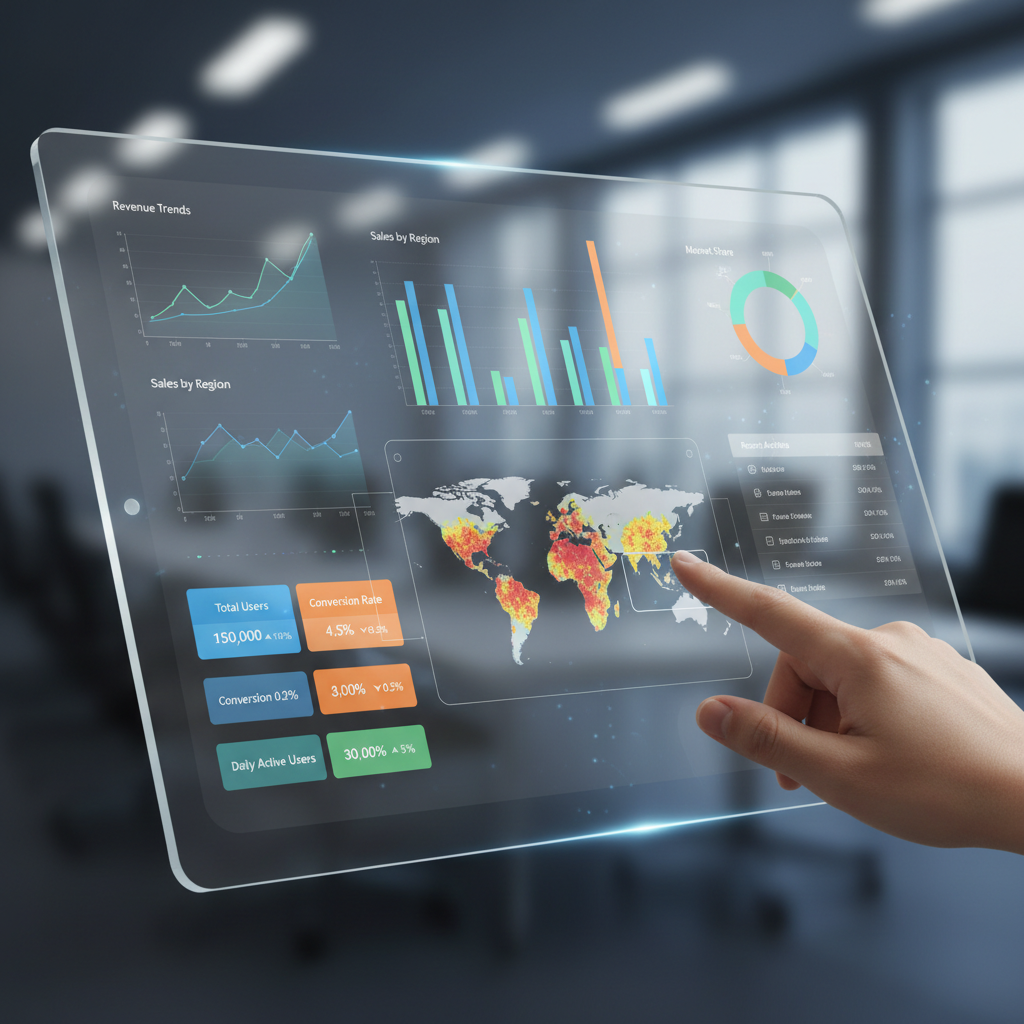 Main dashboard with multiple data visualization widgets