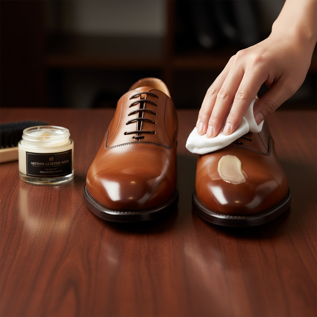 Premium brown leather oxford dress shoes with detailed stitching