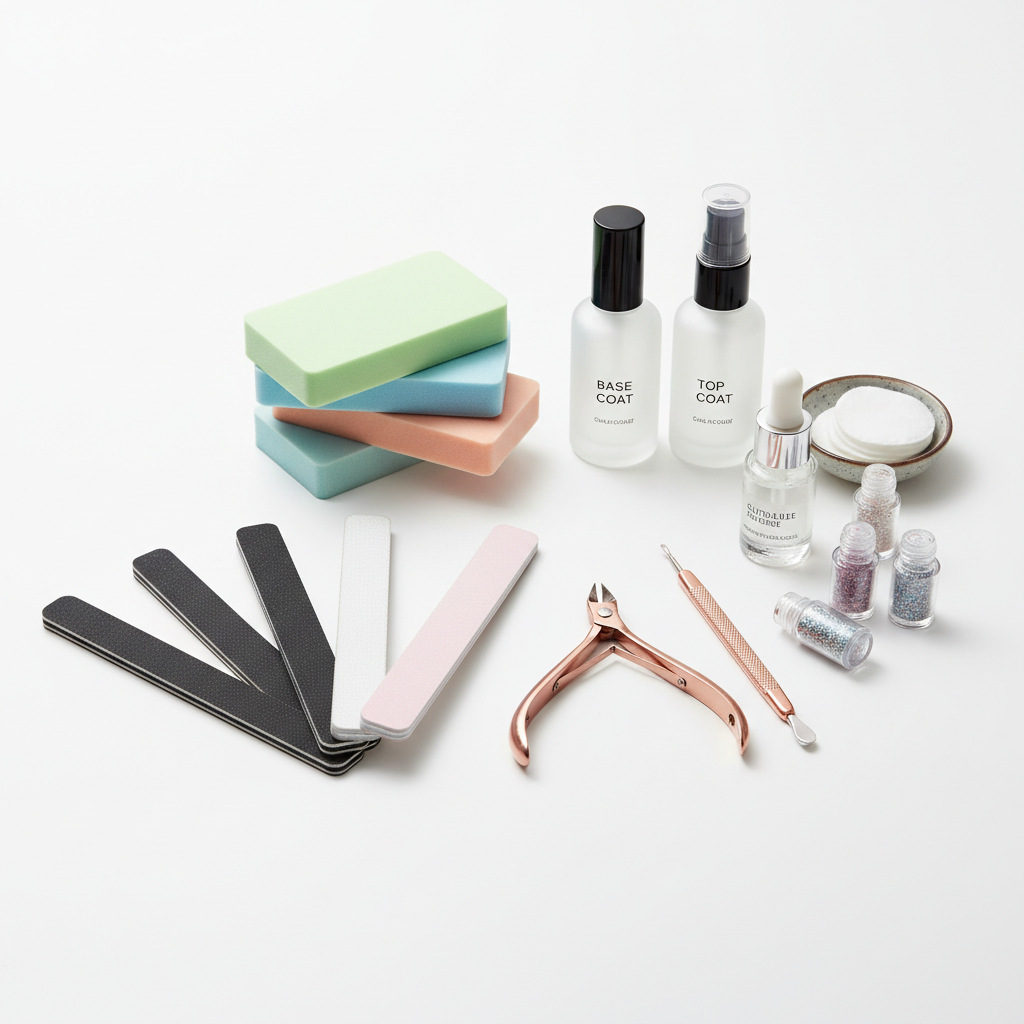 Professional pedicure and manicure treatment with nail polish and hand care products