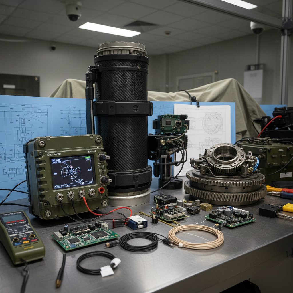 Firearm components and tools on a gunsmith workbench