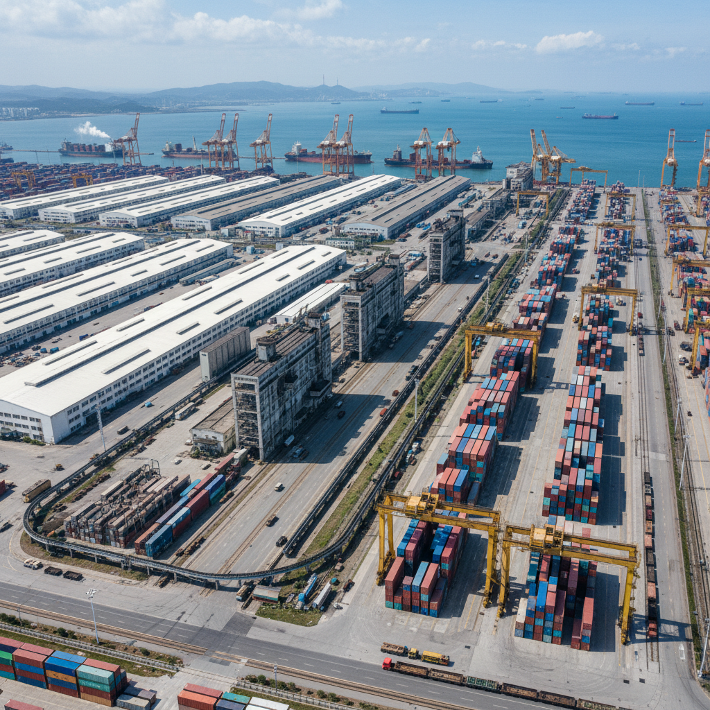 Qingdao Bohai Economic Rim industrial port area with textile and heavy machinery manufacturing