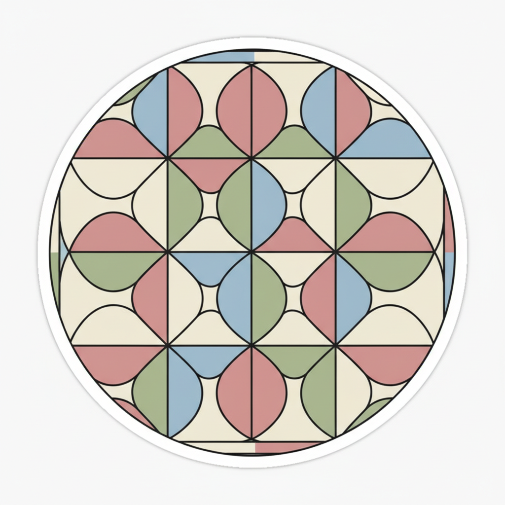 Ink and gouache study of overlapping ellipses forming geometric tessellation pattern on watercolor paper