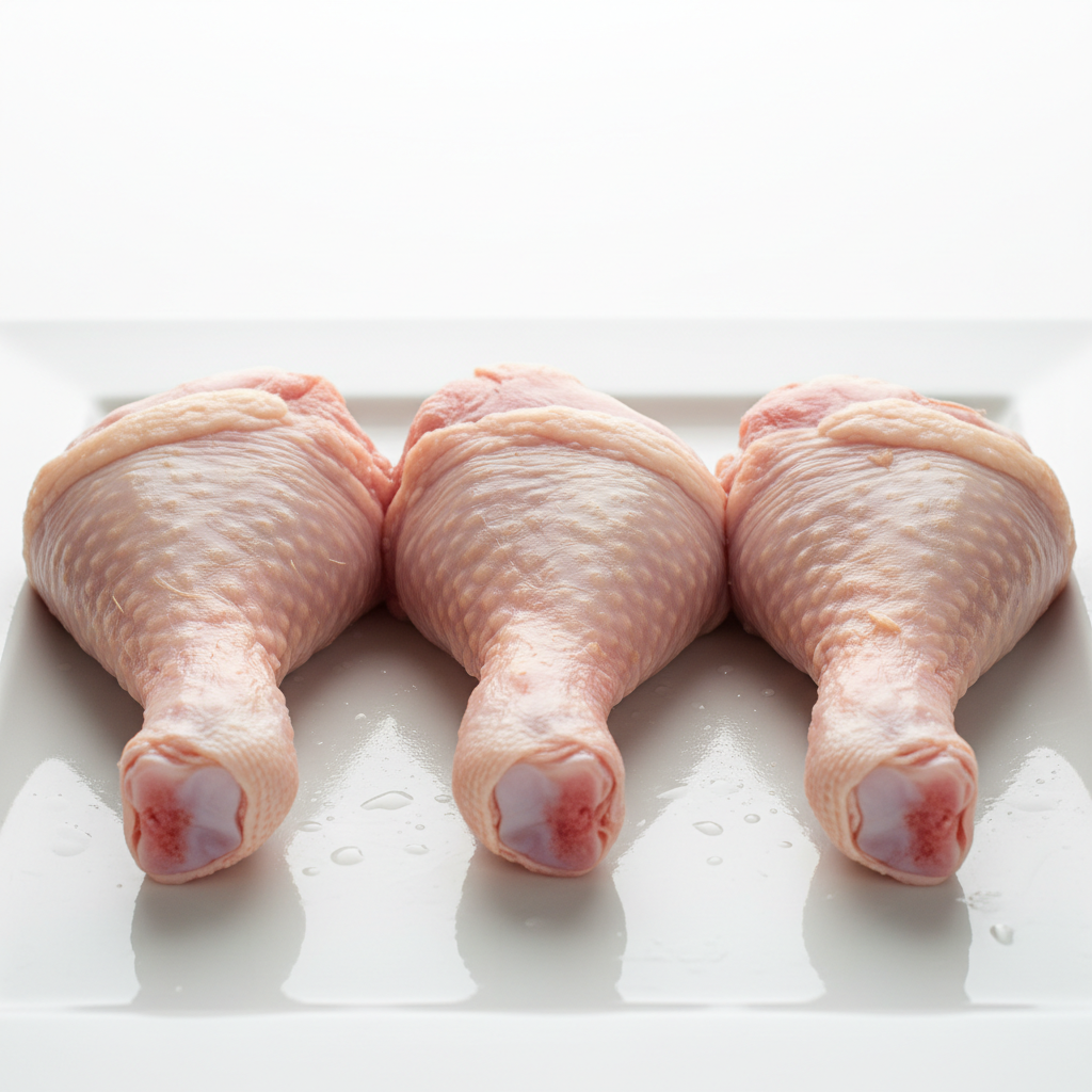Raw whole chicken and poultry cuts on dark slate, fresh, professional food photography, dim shadowed background