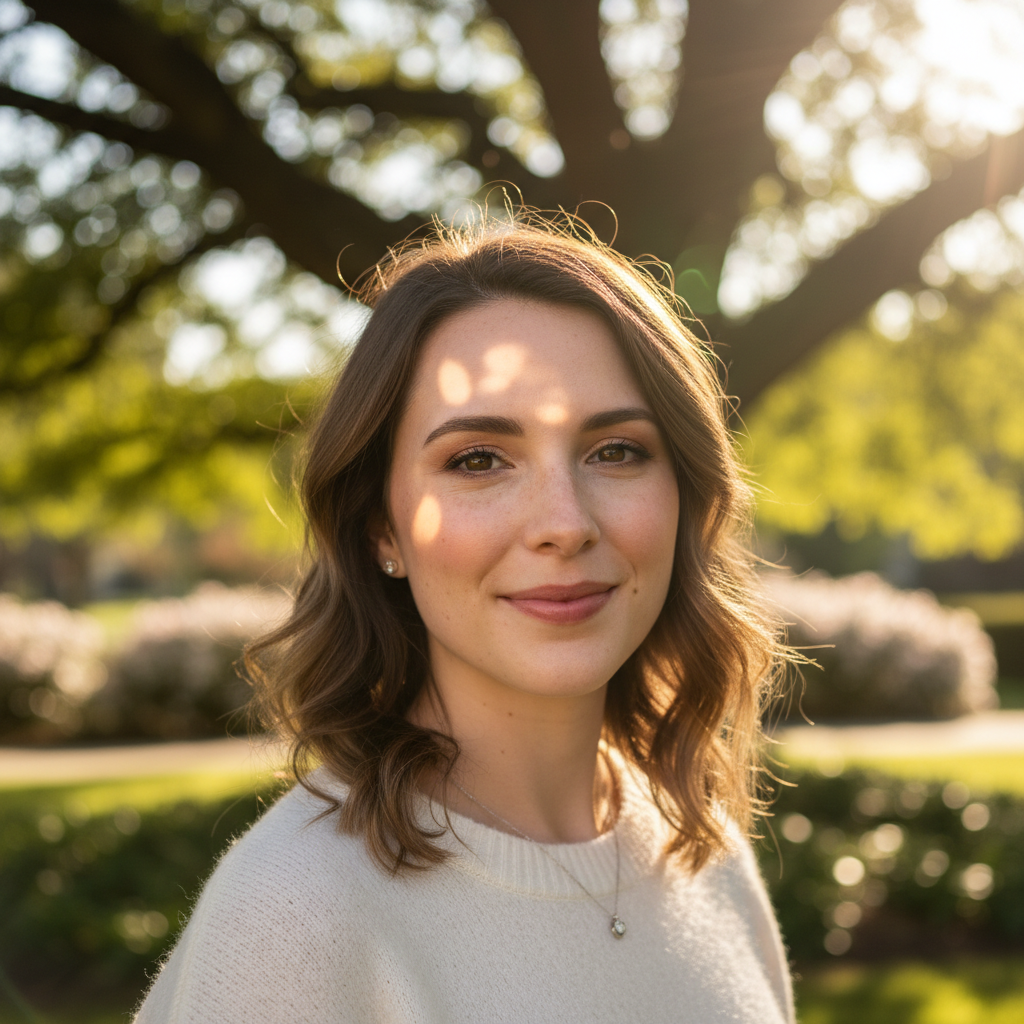 Woman with universal appeal smile, group setting