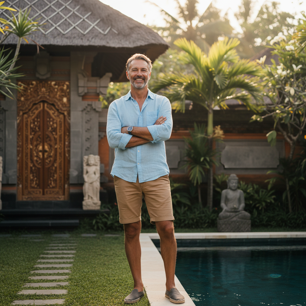 Wayan Sudiarta, villa owner in Seminyak Bali, satisfied customer